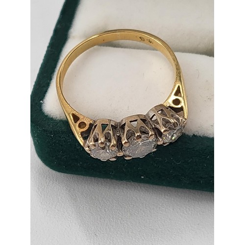 92 - 18ct Gold & Diamond Trilogy Ring the Ring is Hallmarked but is Nearly Gone has Been Electronical... 
