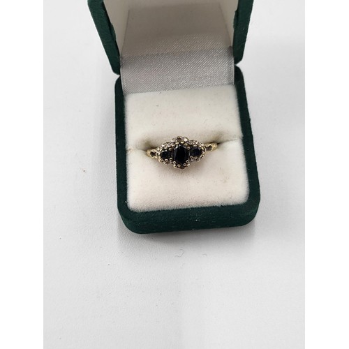 95 - 9ct Gold Sapphire & Diamond Ring Size K/L ( Weight 2g) Fully Hallmarked