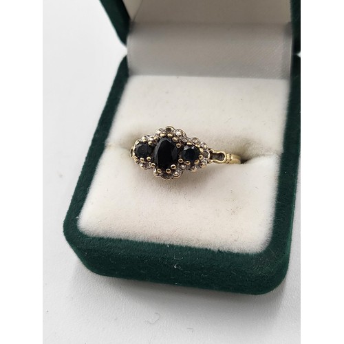 95 - 9ct Gold Sapphire & Diamond Ring Size K/L ( Weight 2g) Fully Hallmarked