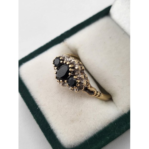 95 - 9ct Gold Sapphire & Diamond Ring Size K/L ( Weight 2g) Fully Hallmarked