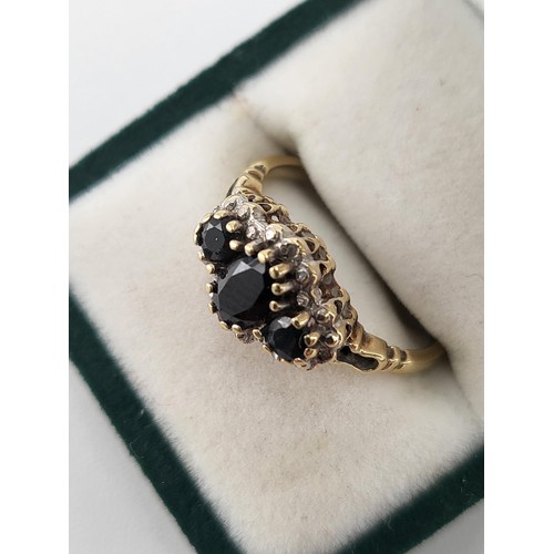 95 - 9ct Gold Sapphire & Diamond Ring Size K/L ( Weight 2g) Fully Hallmarked