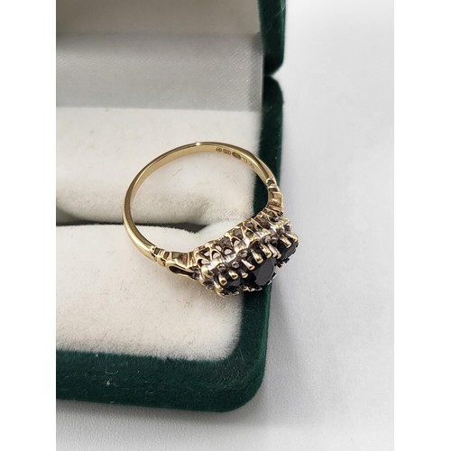 95 - 9ct Gold Sapphire & Diamond Ring Size K/L ( Weight 2g) Fully Hallmarked