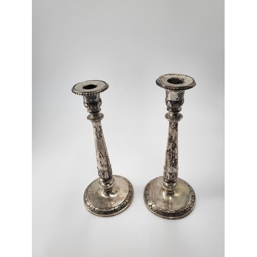73 - Pair of Silver Candlesticks Hallmarked for Danish Maker Peter R Hinnerup 1850 Bases to Have Weights ... 