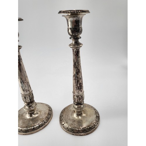 73 - Pair of Silver Candlesticks Hallmarked for Danish Maker Peter R Hinnerup 1850 Bases to Have Weights ... 