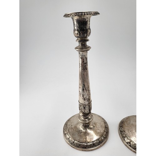 73 - Pair of Silver Candlesticks Hallmarked for Danish Maker Peter R Hinnerup 1850 Bases to Have Weights ... 