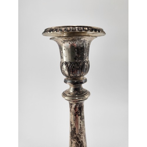 73 - Pair of Silver Candlesticks Hallmarked for Danish Maker Peter R Hinnerup 1850 Bases to Have Weights ... 
