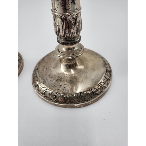 73 - Pair of Silver Candlesticks Hallmarked for Danish Maker Peter R Hinnerup 1850 Bases to Have Weights ... 