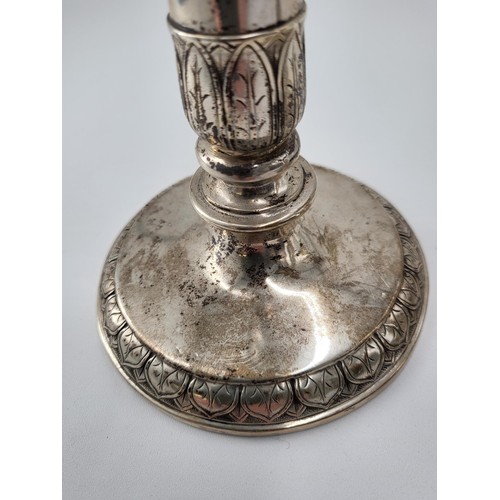 73 - Pair of Silver Candlesticks Hallmarked for Danish Maker Peter R Hinnerup 1850 Bases to Have Weights ... 