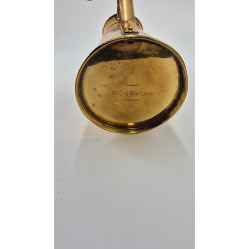 107 - Vintage Red Star Shipping Line Brass Jug Marked Elkingson Height 22cm