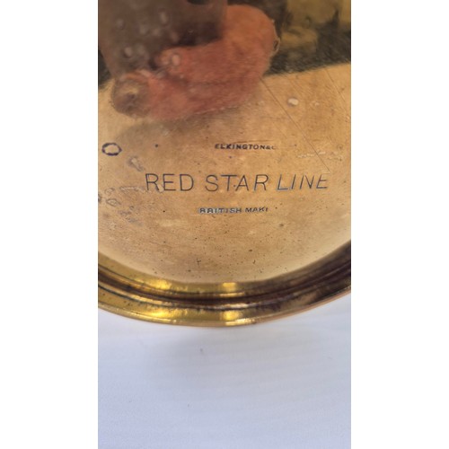 107 - Vintage Red Star Shipping Line Brass Jug Marked Elkingson Height 22cm