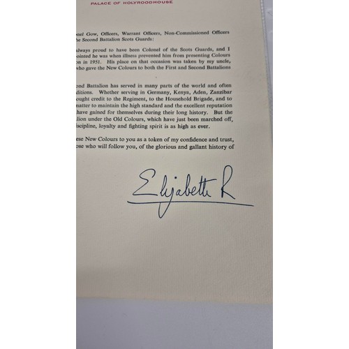 388 - Letter Dated 30th June 1965 to Lieutenant-Colonel Gow From Queen Elizabeth Handing Over New Colours ... 