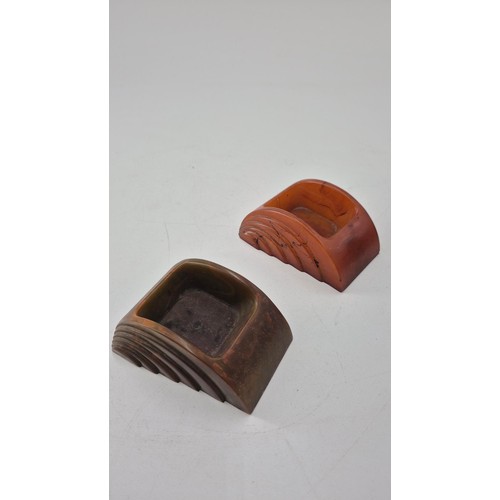 118 - Two Bakelite Carvacraft Stamp Sponge Holder Circa 1930's, 10cm Length 6cm Width