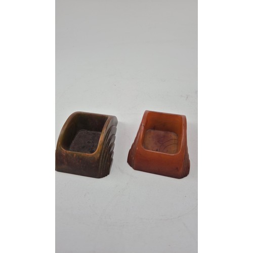 118 - Two Bakelite Carvacraft Stamp Sponge Holder Circa 1930's, 10cm Length 6cm Width