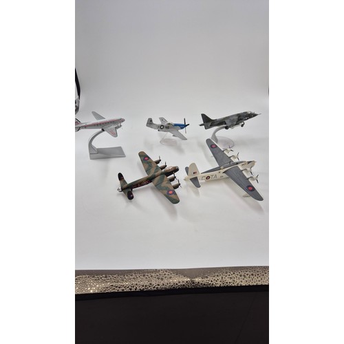 145 - Five Model Corgi AirplanesDakota Length 14cm Wings 20cm Sunderland Length 19cm Wings 24cm Mustang Le... 