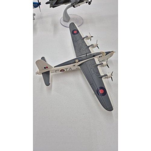 145 - Five Model Corgi AirplanesDakota Length 14cm Wings 20cm Sunderland Length 19cm Wings 24cm Mustang Le... 