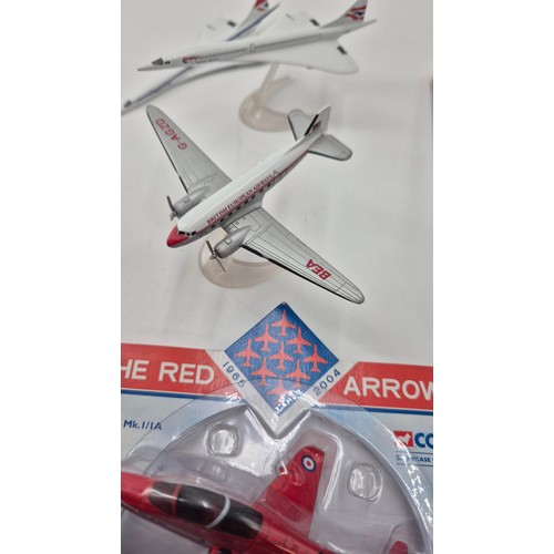 148 - Three Red Arrow Model Aircrafts, Two Concord Aircrafts and One Passenger Aircraft.Red Arrow Length 1... 