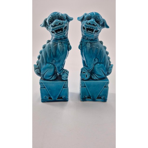 149 - Pair of Turquoise Foo Dog FiguresHeight 15cm x Width 5cm