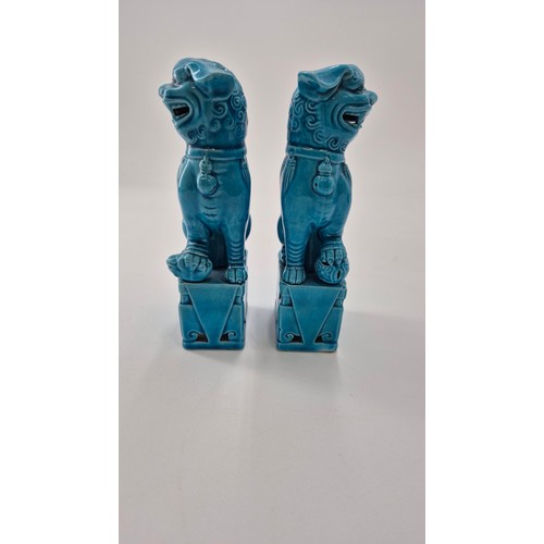 149 - Pair of Turquoise Foo Dog FiguresHeight 15cm x Width 5cm