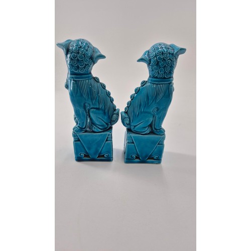 149 - Pair of Turquoise Foo Dog FiguresHeight 15cm x Width 5cm