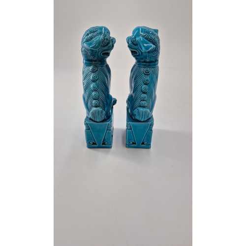 149 - Pair of Turquoise Foo Dog FiguresHeight 15cm x Width 5cm