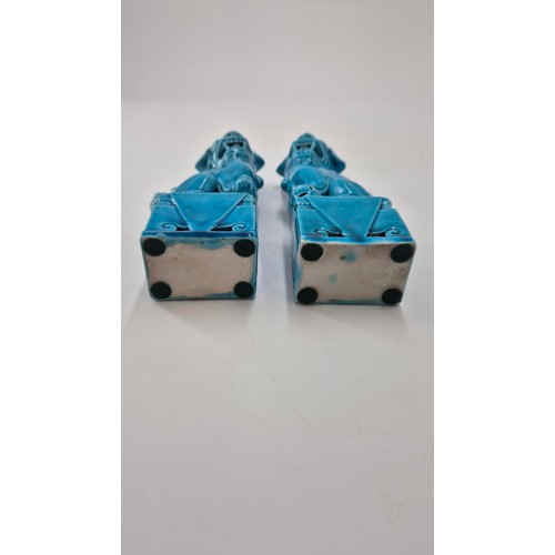 149 - Pair of Turquoise Foo Dog FiguresHeight 15cm x Width 5cm