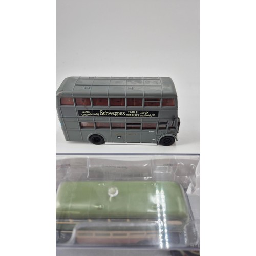 157 - Seven Diecast Model Corgi Buses, one Corgi Tram & Matchbox Tram