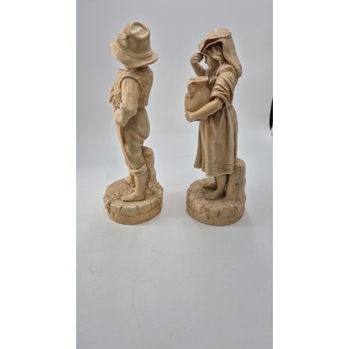 169 - Two Robinson & Leadbeater Porcelain Statues Man Height 37cm x Width at Widest 16cmWoman Height 3... 