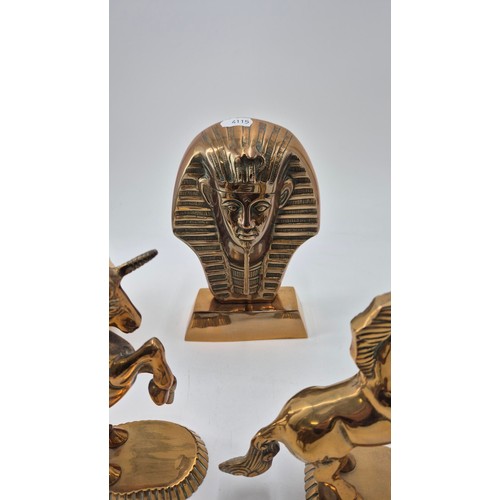 152 - Collection of Brass to Include King Tutankhamen Bust