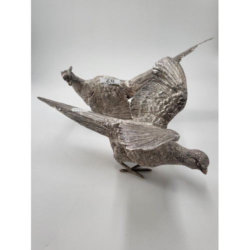 87 - Pair of Solid Sterling Silver Pheasant Centerpieces in Stunning condition Fully Hallmarked Under The... 