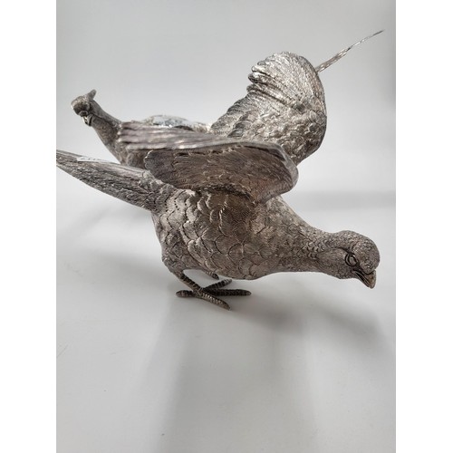 87 - Pair of Solid Sterling Silver Pheasant Centerpieces in Stunning condition Fully Hallmarked Under The... 