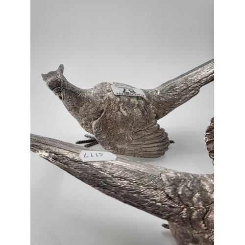 87 - Pair of Solid Sterling Silver Pheasant Centerpieces in Stunning condition Fully Hallmarked Under The... 