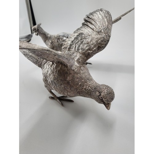 87 - Pair of Solid Sterling Silver Pheasant Centerpieces in Stunning condition Fully Hallmarked Under The... 
