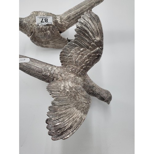 87 - Pair of Solid Sterling Silver Pheasant Centerpieces in Stunning condition Fully Hallmarked Under The... 