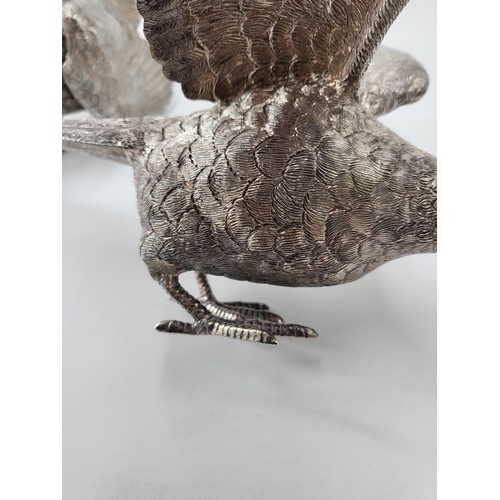 87 - Pair of Solid Sterling Silver Pheasant Centerpieces in Stunning condition Fully Hallmarked Under The... 