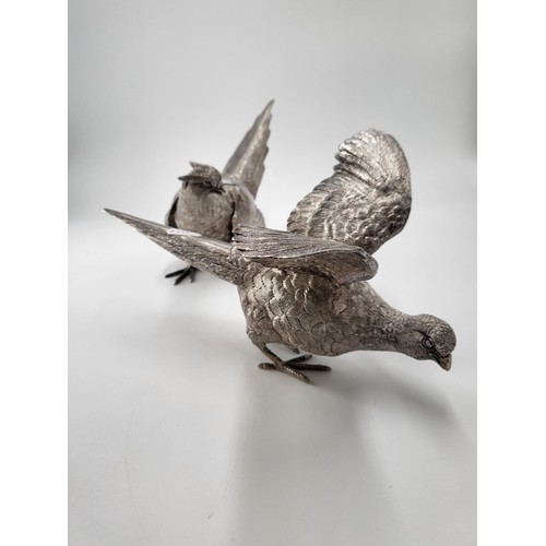 87 - Pair of Solid Sterling Silver Pheasant Centerpieces in Stunning condition Fully Hallmarked Under The... 