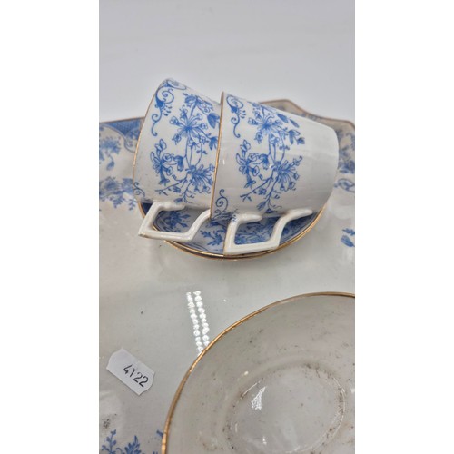 201 - Vintage Avon Blue and White with Gilt Tea for Two on Matching Porcelain Tray TrayLength 42cmWidth 30... 