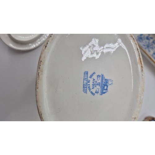 201 - Vintage Avon Blue and White with Gilt Tea for Two on Matching Porcelain Tray TrayLength 42cmWidth 30... 