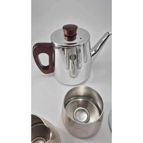 210 - Job Lot of 1970's Aluminium Sona Items to Include Tea Pots, Milk Jug & Sugar with Teak Handles