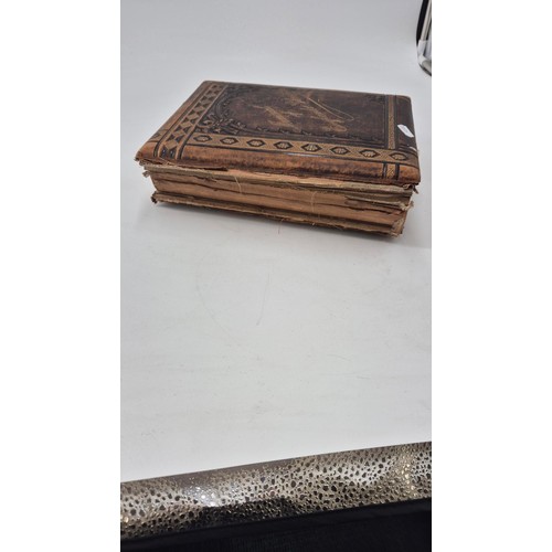 220 - Leather Bound Photo Album with Cabinet Photos