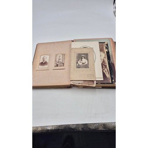 220 - Leather Bound Photo Album with Cabinet Photos