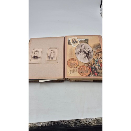 220 - Leather Bound Photo Album with Cabinet Photos