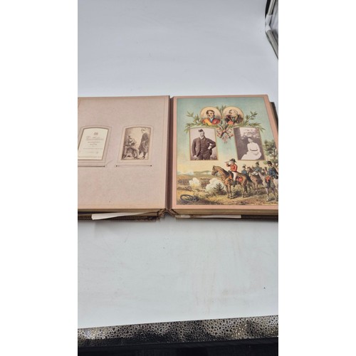 220 - Leather Bound Photo Album with Cabinet Photos