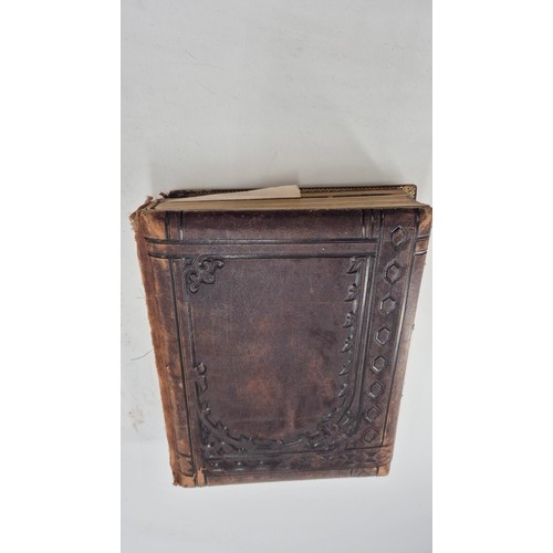 220 - Leather Bound Photo Album with Cabinet Photos