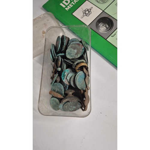 18 - Tub Containing Metal Detector Finds Along with Book