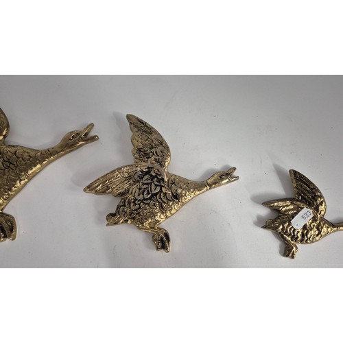 24 - Set of Three Vintage Brass Flying Geese Lengths22cm by 19cm  17cm by 17cm 12cm by 9.5cm... 