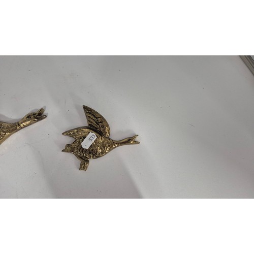 24 - Set of Three Vintage Brass Flying Geese Lengths22cm by 19cm  17cm by 17cm 12cm by 9.5cm... 