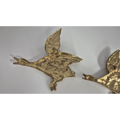 24 - Set of Three Vintage Brass Flying Geese Lengths22cm by 19cm  17cm by 17cm 12cm by 9.5cm... 