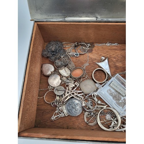 36 - Collection of Silver Jewellery to Include Necklaces, Pendants & Brooches in Pewter box for Cribb... 