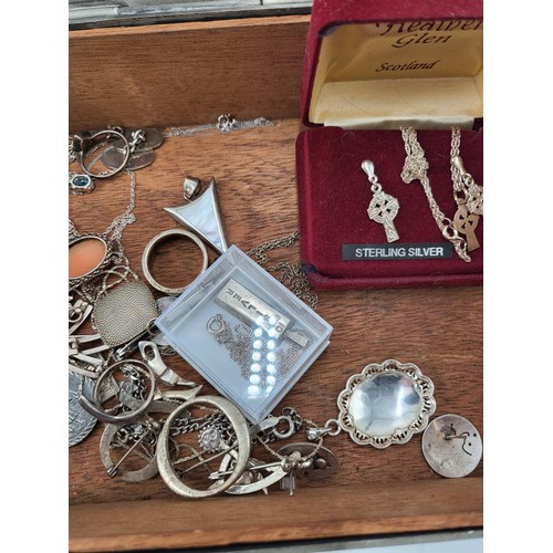 36 - Collection of Silver Jewellery to Include Necklaces, Pendants & Brooches in Pewter box for Cribb... 