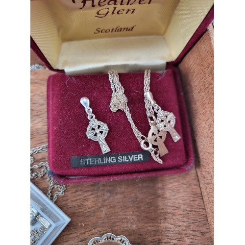 36 - Collection of Silver Jewellery to Include Necklaces, Pendants & Brooches in Pewter box for Cribb... 